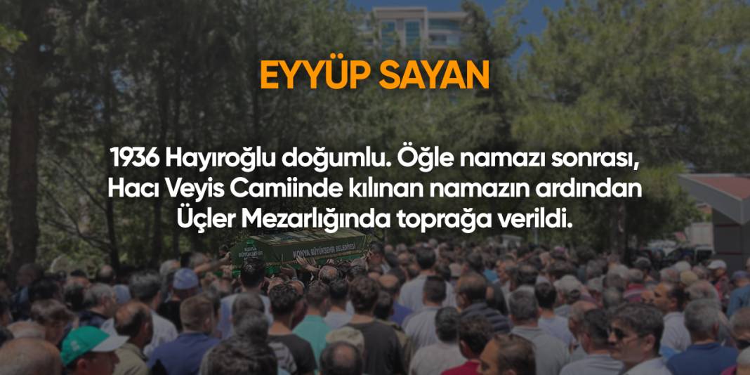 Konya'da bugün vefat edenler | 23 Nisan 2025 14